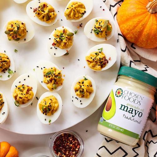 Pumpkin Spice Deviled Eggs with Avocado Oil Mayo - Chosen Foods - Keto Certified - Keto Diet Certified - Keto Diet Approved