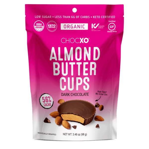 Organic Dark Chocolate Almond Butter Cups - ChocXO - Keto Life - Weight Loss - Ketofam - Keto Lifestyle