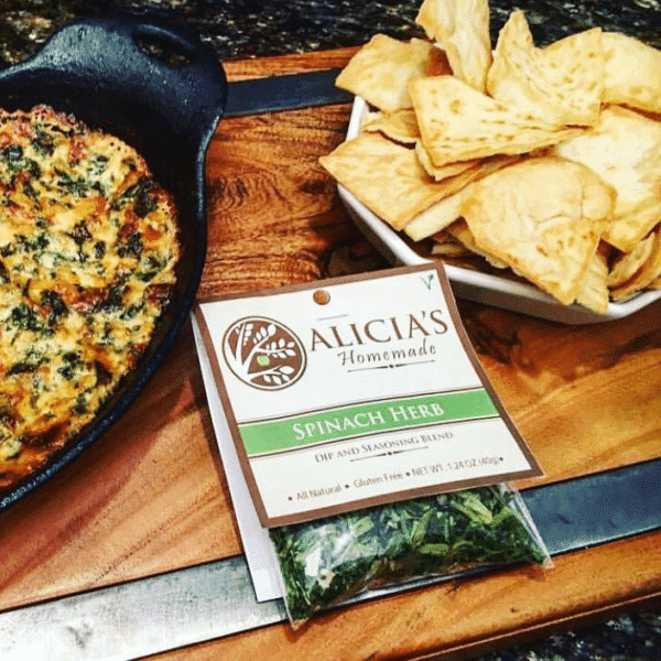 Spinach Herb With Pita Chips - Alicia's Homemade - Keto Certified - Keto Diet - Keto Approved