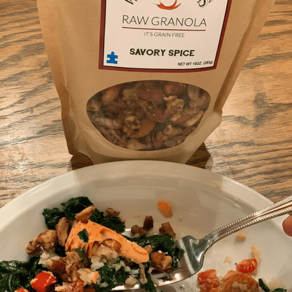 Savory Spice Granola With Salad - Witzis Raw Granola - Keto Life - Weight Loss - Ketofam - Keto Lifestyle