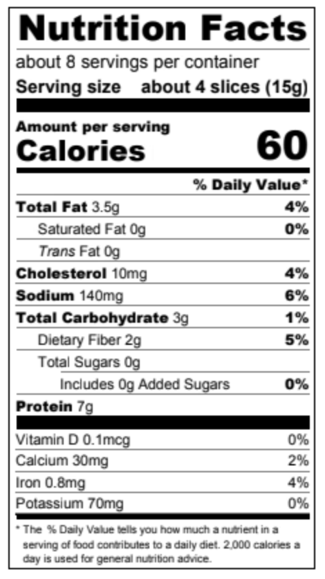 Nutrition facts